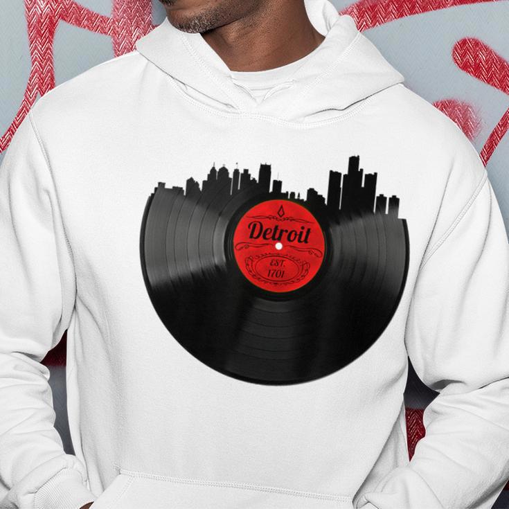 Detroit Vintage Michigan Skyline Vinyl Record Hoodie Unique Gifts