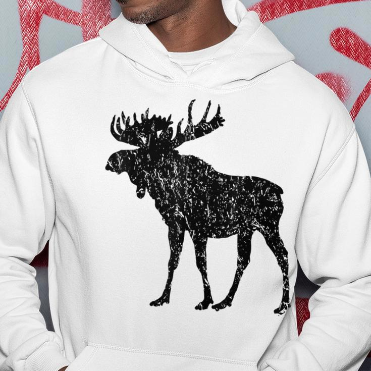 Distressed Moose Gear Vintage Silhouette Weathered Hoodie Unique Gifts