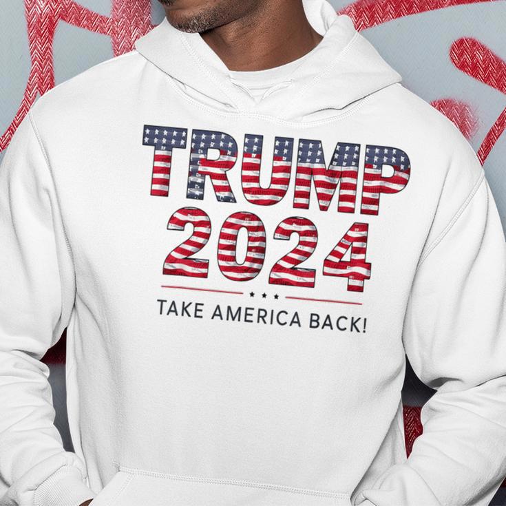 Donald Trump 2024 Take America Back Us Flag 4Th Of July Hoodie Unique Gifts