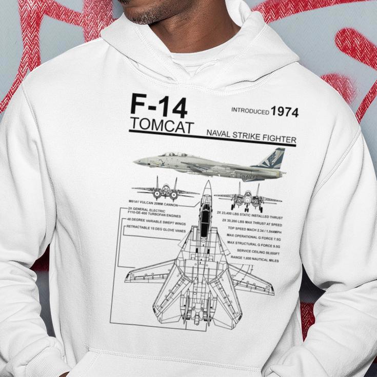 F-14 Tomcat Navy Fighter Jet Diagram Graphic Hoodie Unique Gifts