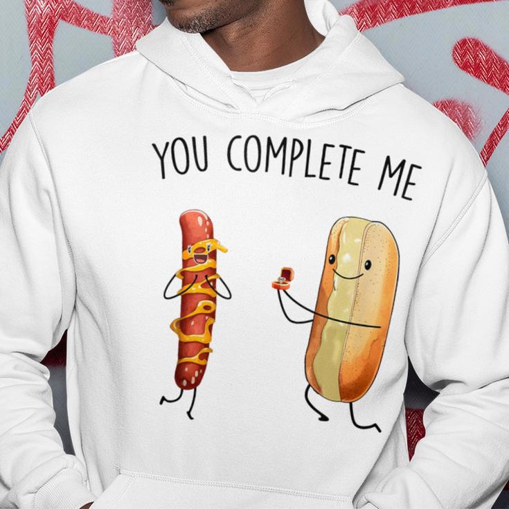 Couples You Complete Me Hot Dog And Hot Dog Bun Hoodie Unique Gifts