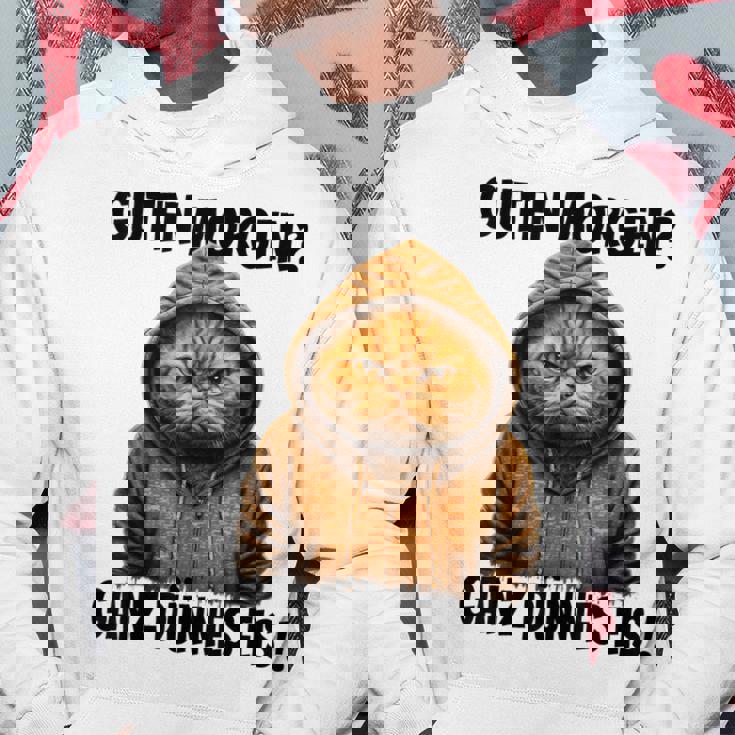 Saying Guten Morgen Ganz Thin Eis Cat White Hoodie Lustige Geschenke