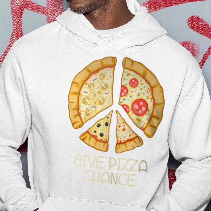 Give Pizza Chance Pizza Pun With Peace Logo Sign Hoodie Unique Gifts