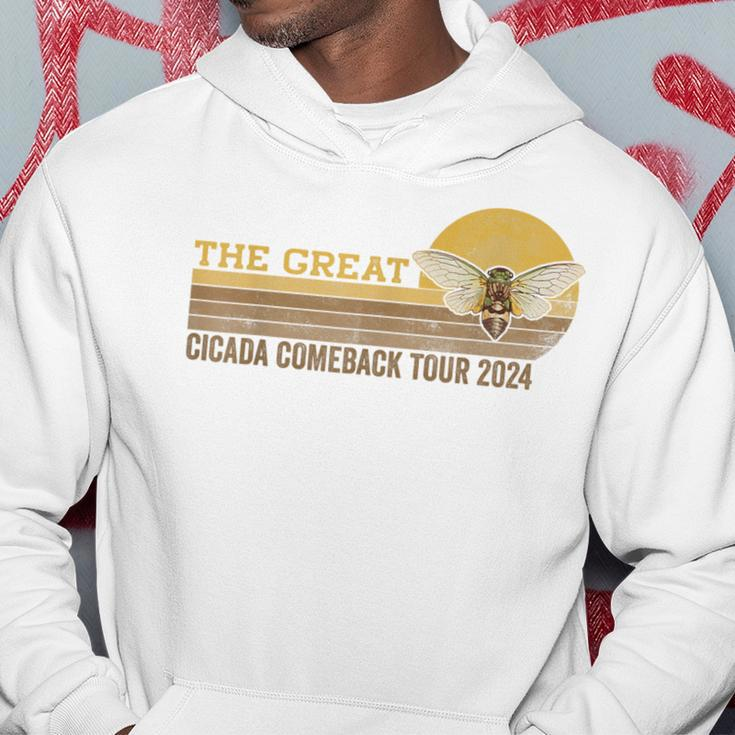 The Great Cicada Comeback Tour 2024 Insect Invasion Retro Hoodie Funny Gifts