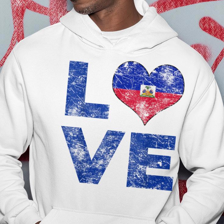 Haiti Vintage Love Heart Flag Haitian Flag Day Hoodie Unique Gifts