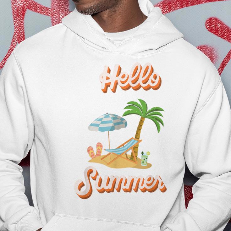 Hello Summer – Mit Sand Meer Sonnenschirm Und Palmenstimmung Kapuzenpullover Lustige Geschenke