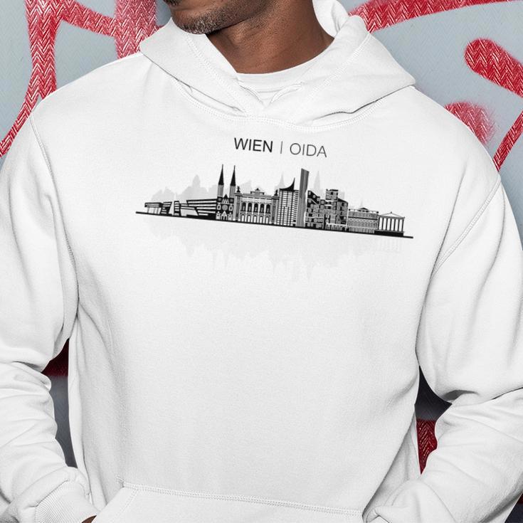 Herren Hoodie Wien Skyline, Bedrucktes Hoodie für Männer – Weiß Lustige Geschenke