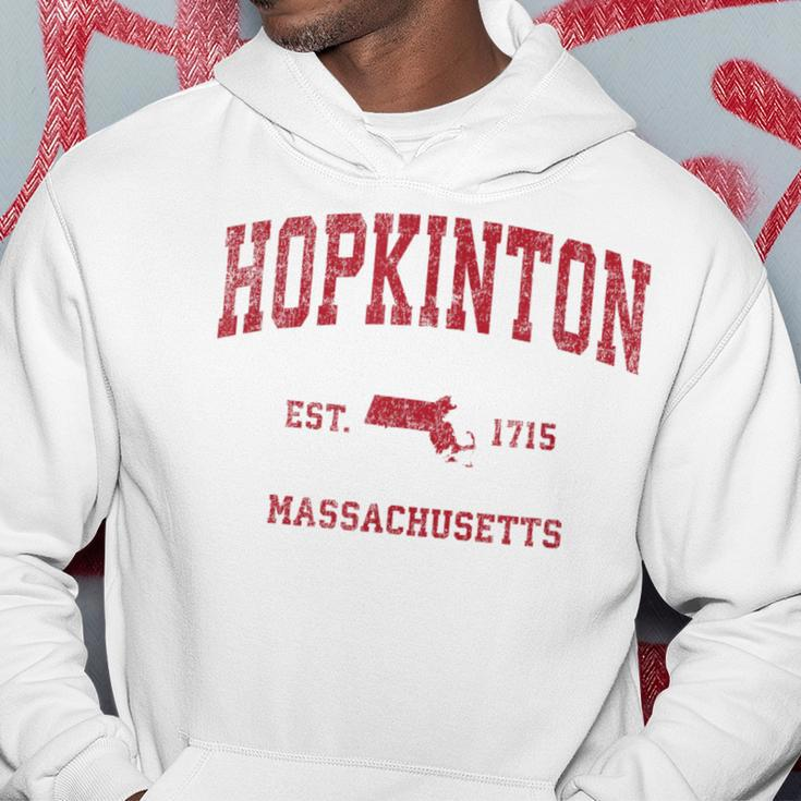 Hopkinton Massachusetts Ma Vintage Sports Red Print Hoodie Unique Gifts