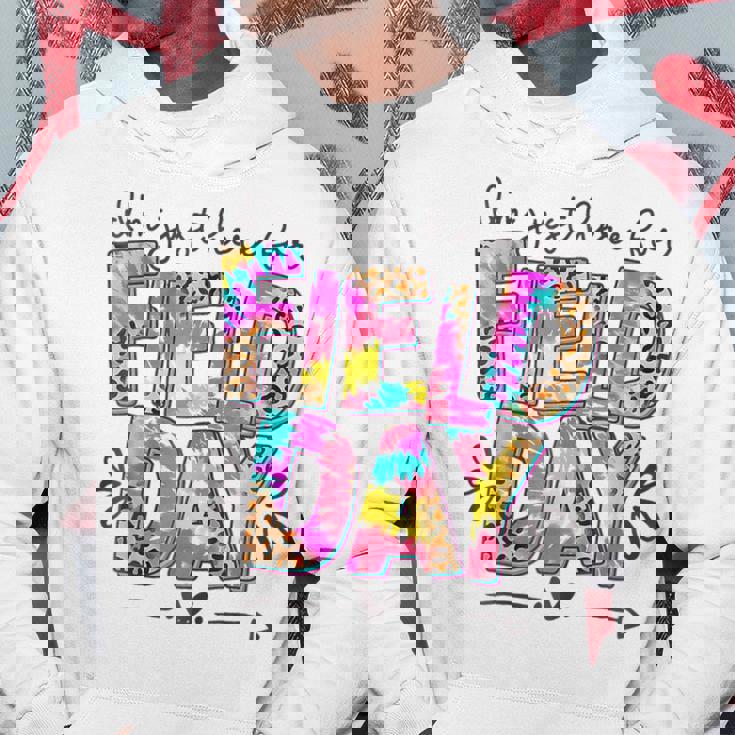 I'm Just Here For Field Day Leopard Tie Dye Happy Field Day Hoodie Funny Gifts