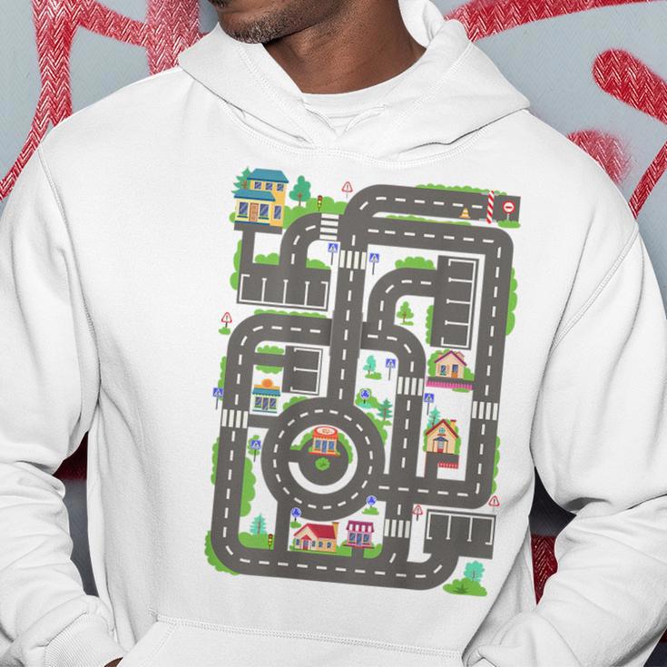 Kid Play Cars On Dad Back Race Track Mat Fathers Day Hoodie Unique Gifts