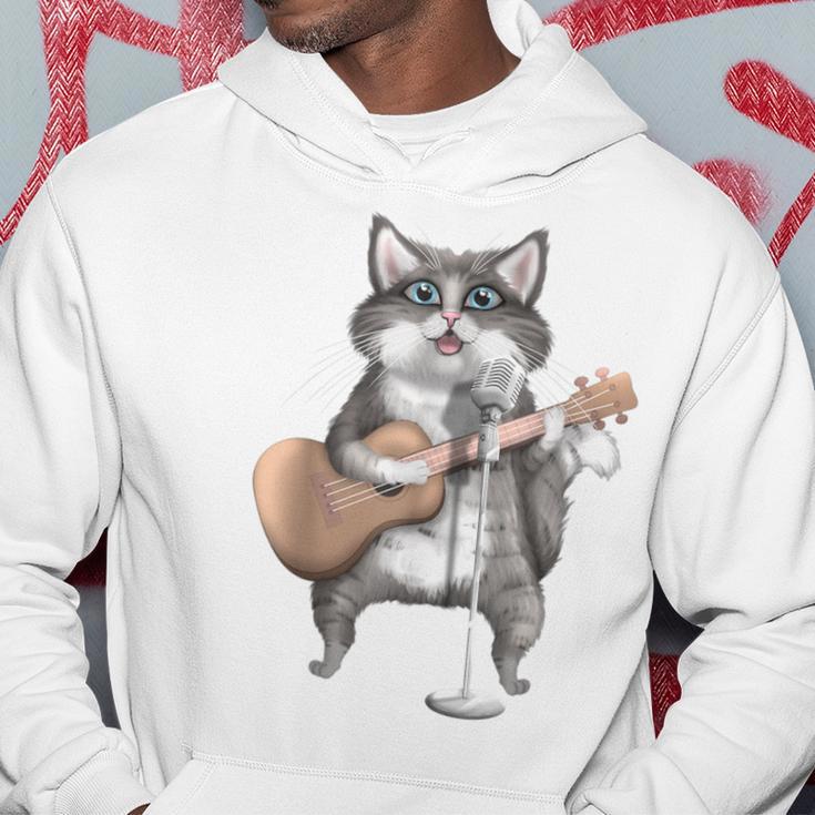 Kitty Cat Singing Guitar Player Musician Music Guitarist Hoodie Unique Gifts