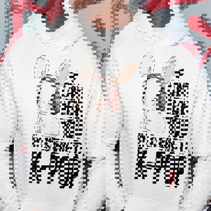 Kpop Merch Cute Bunny Can't Hear You I'm Listening K-Pop Hoodie Unique Gifts