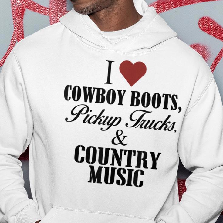 I Love Cowboy Boots Pickup Trucks & Country Music Hoodie Unique Gifts