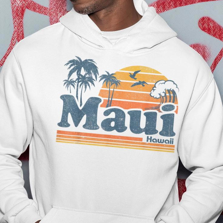 Maui Hawaii Vintage Surf Beach Surfing 70'S Retro Hawaiian Hoodie Funny Gifts