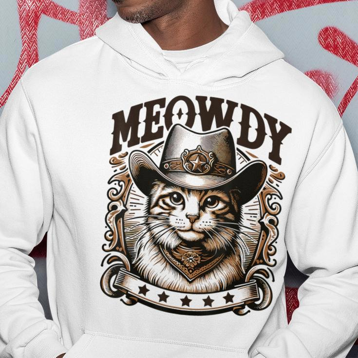 Meowdy Cat Wearing Cowboy Hat Vintage Western Country Hoodie Unique Gifts