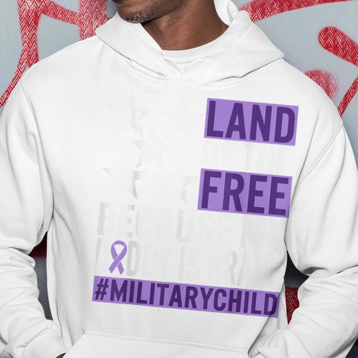 Military Child Month Purple Up Land Of The Free Daddy Brave Hoodie Funny Gifts