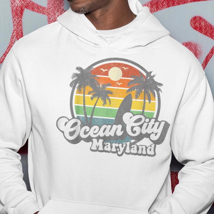 Ocean City Maryland Beach Vacation Retro Surfing Summer Hoodie Unique Gifts