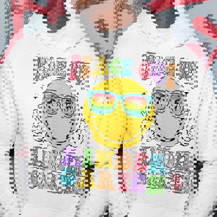 Peace Out Kindergarten Hippie Smile Face Last Day Of School Hoodie Unique Gifts