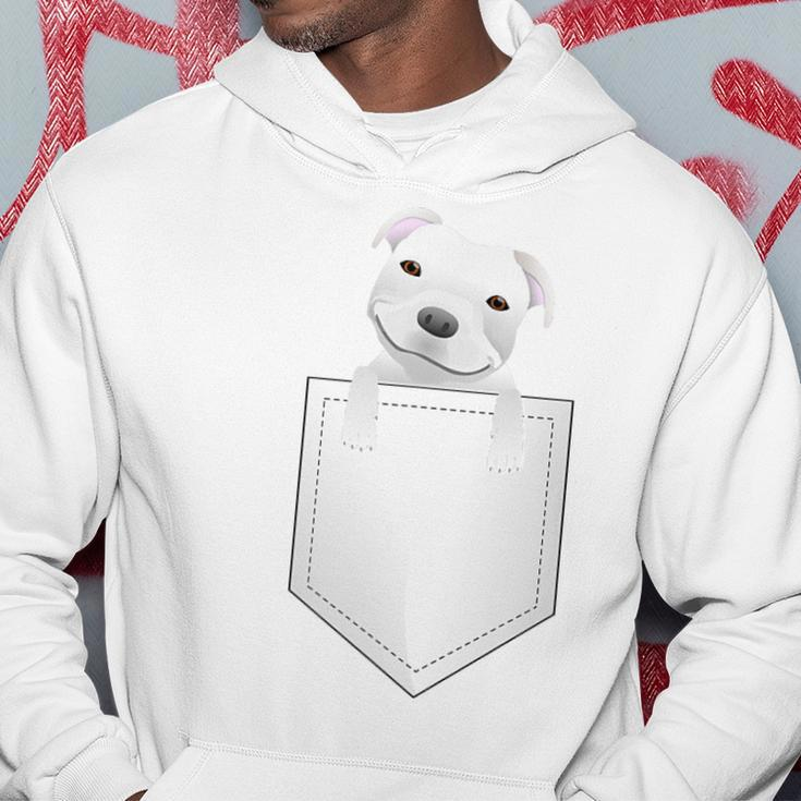 Pocket Pitbull White Puppy Cute Hoodie Unique Gifts