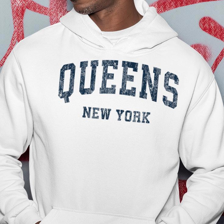 Queens New York Ny Vintage Varsity Sports Navy Hoodie Unique Gifts