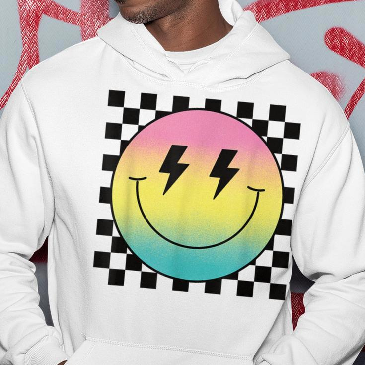 Rainbow Smile Face Cute Checkered Smiling Happy Face Hoodie Unique Gifts