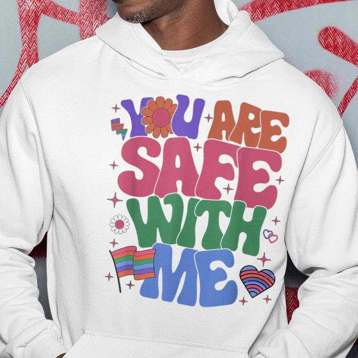 Retro You Are Safe With Me Lgbt Friendly Equality Pride Ally Hoodie Unique Gifts