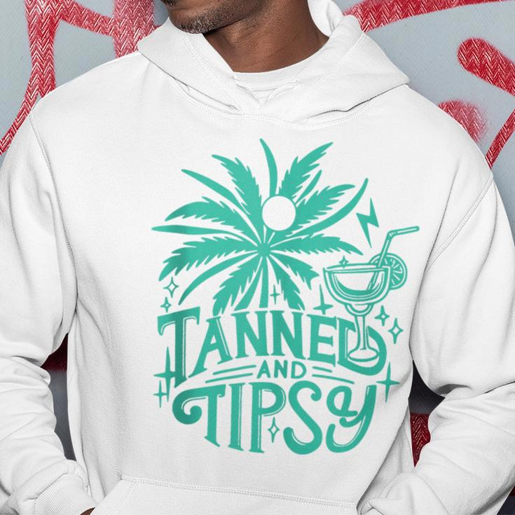 Retro Tanned And Tipsy Beach Summer Vacation Hoodie Funny Gifts