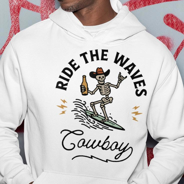 Ride The Waves Cowboy Beach Cowboy Skeleton Hoodie Unique Gifts