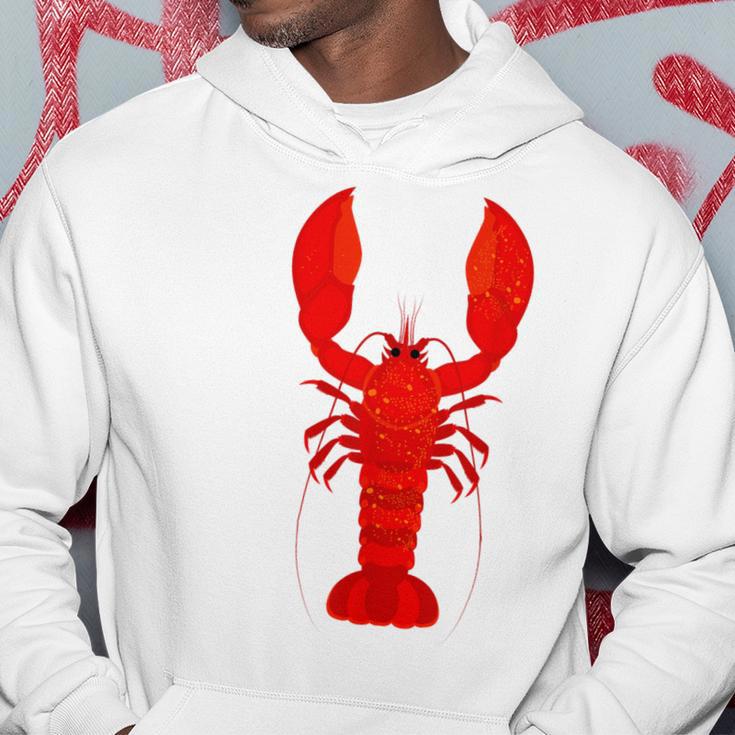 Rotes Hummer-Design Herren Hoodie in Weiß, Lustiges Meeresfrüchte Tee Lustige Geschenke