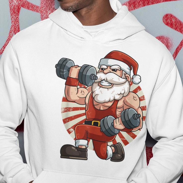 Santa Claus Weightlifting Gym Fitness Training Christmas Hoodie Unique Gifts