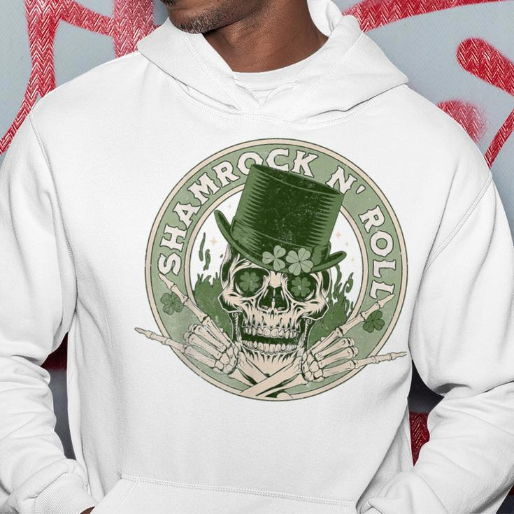 Shamrock And Roll Rock And Roll Saint Patrick's Day Skull Hoodie Personalized Gifts