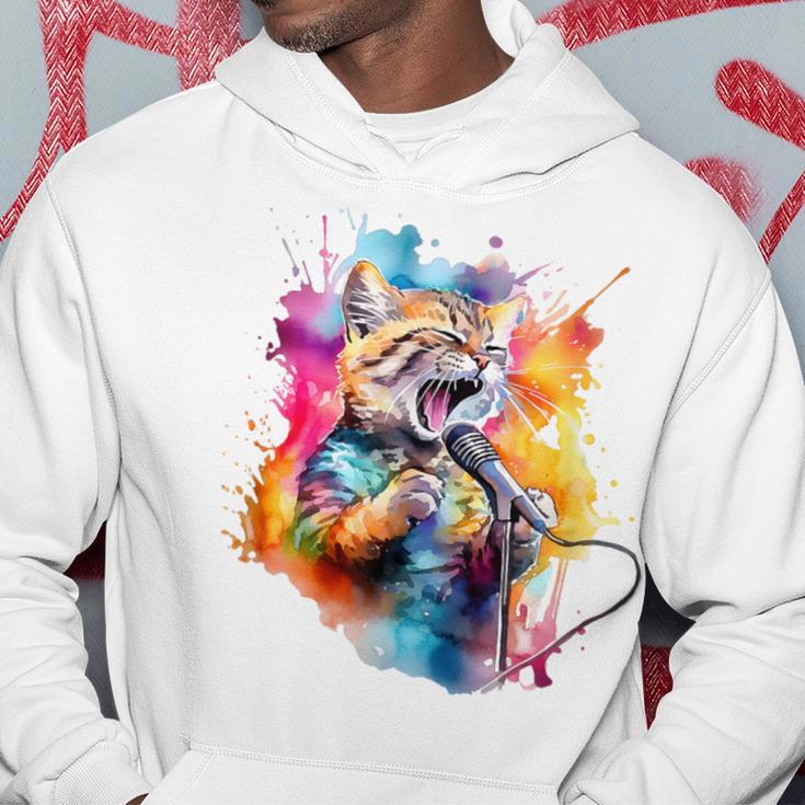 Singing Cat Kitty Cat Singing Into A Microphone Hoodie Unique Gifts