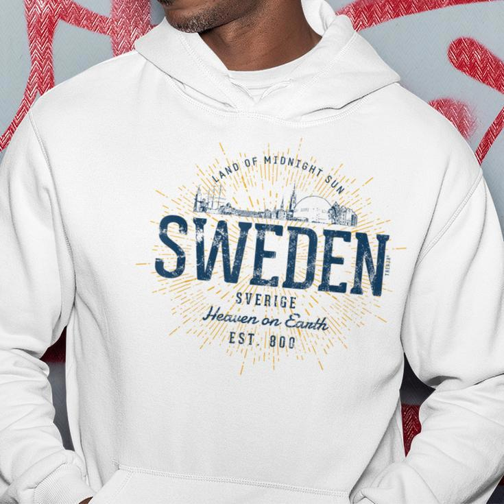 Sweden Retro Style Vintage Sweden White S Hoodie Lustige Geschenke