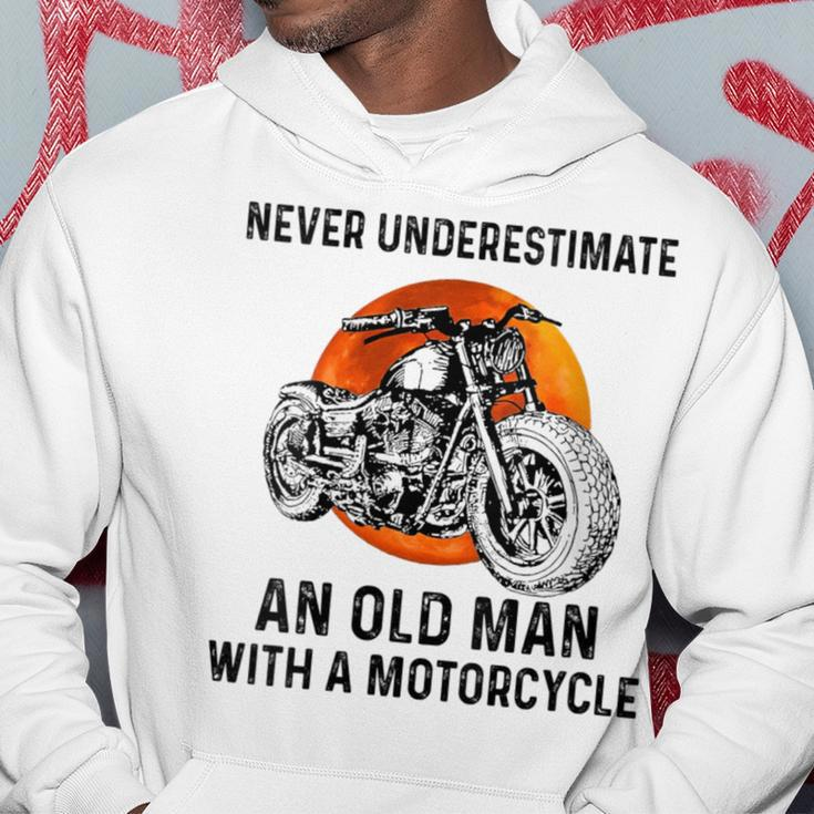 Never Underestimate An Old Man With A Motorcycle Birthday Hoodie Personalized Gifts