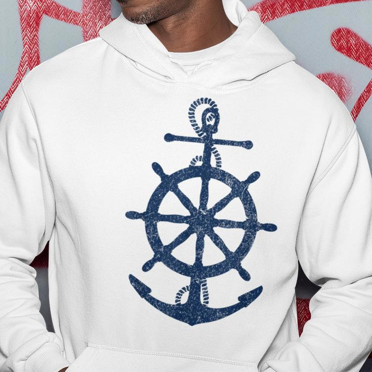 Vintage Distressed Sail Boating Nautical Grungy Navy Anchor Hoodie Funny Gifts