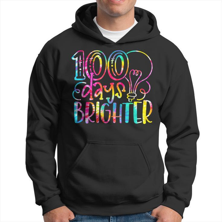 100 Days Brighter Student Happy 100Th Day Of School Tie Dye Hoodie