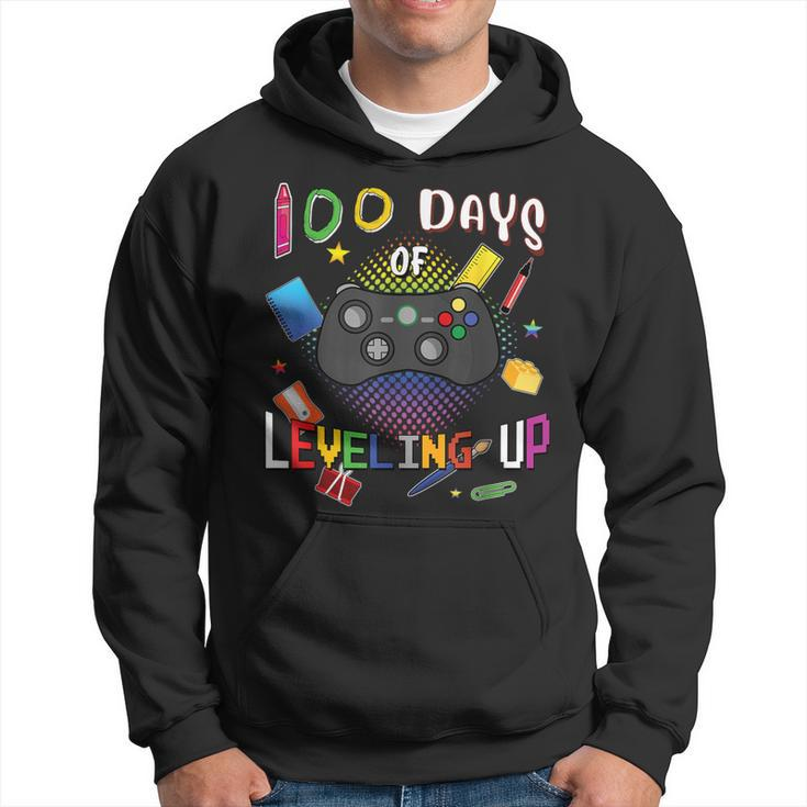100 Days Of School Leveling Up Video Gamer 100Th Day Hoodie