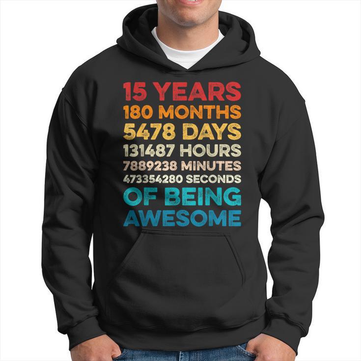 15Th Birthday 15 Years Of Being Awesome Vintage 15 Years Old Hoodie