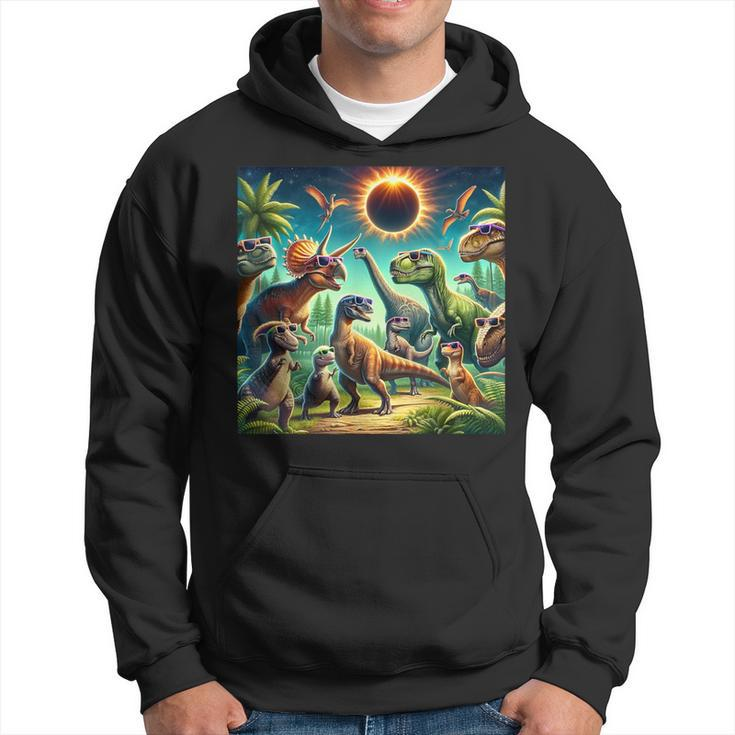 2024 Solar Eclipse Dinosaurs Wearing Glasses Totality Hoodie