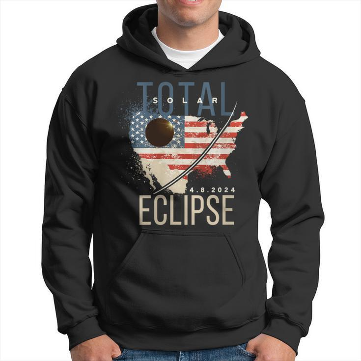 2024 Solar EclipseTotal Solar Eclipse Path American Flag Hoodie