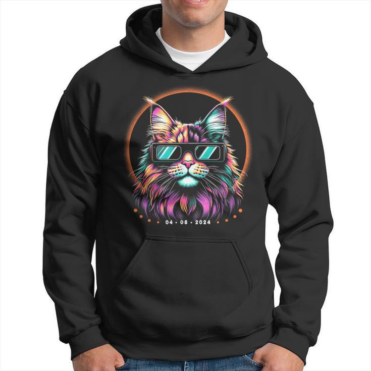 2024 Total Solar Eclipse Cat With Glasses April Date Hoodie