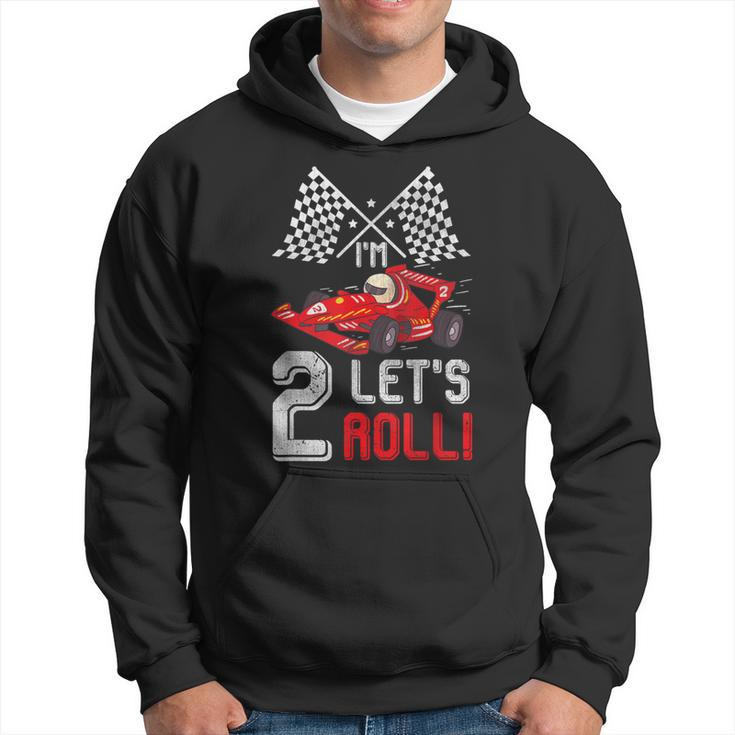 2Nd Birthday Race Car 2 Year Old Let's Roll Toddler Boy Hoodie