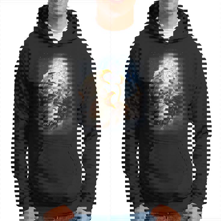 3 Eagles Howling At The Moon Eagle Bird Lover Birder Hoodie