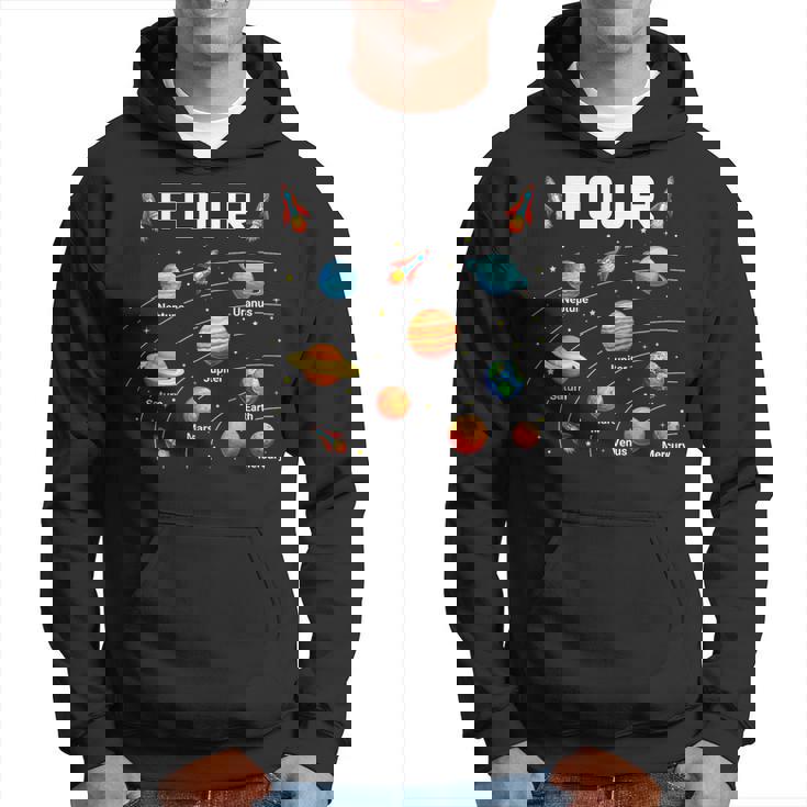 4 Year Old Boys Girls Space Planets 4Th Birthday Boy Hoodie