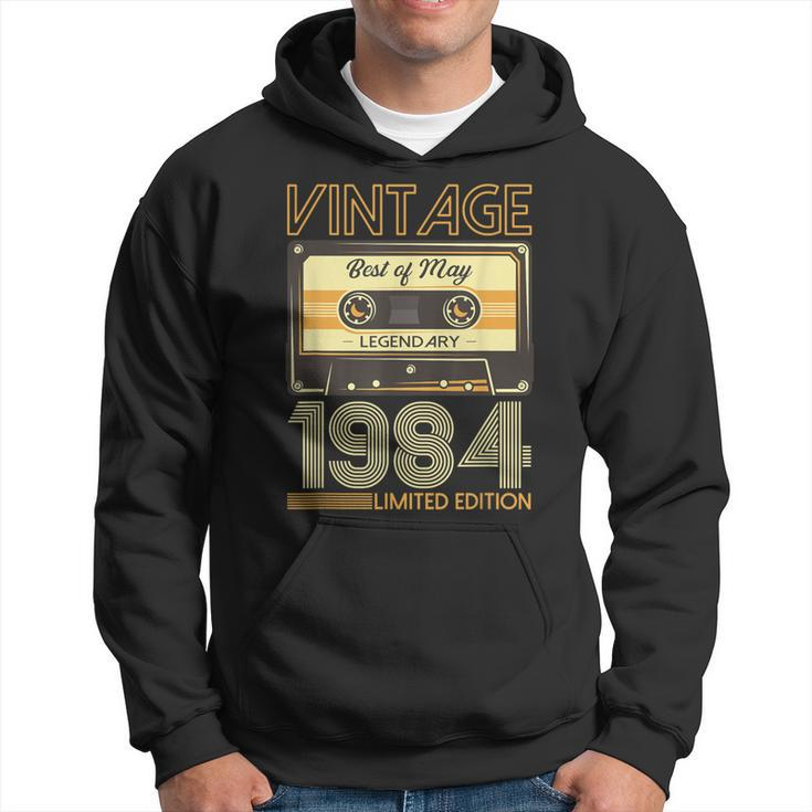 40Th Birthday Man May Vintage 1984 Vintage Cassette Hoodie