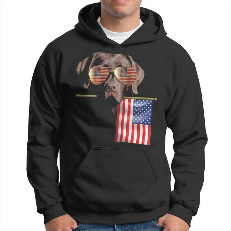 4Th Of July Fun American Flag Chocolate Labrador Dog Lover T Hoodie