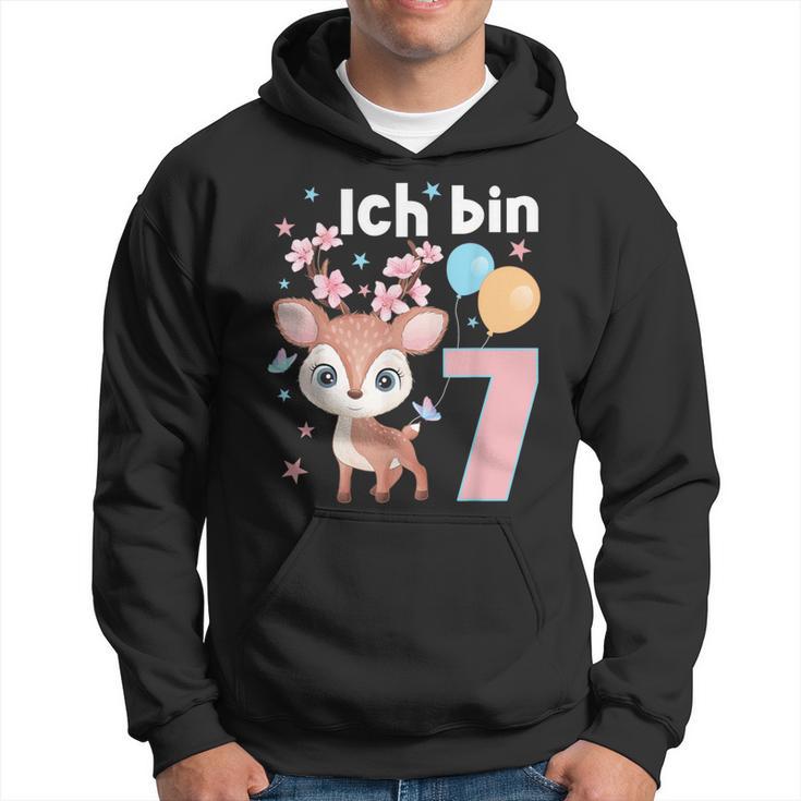 7 Jahre Alt Ich Bin 7 Hirsch Deer 7Th Birthday Black Hoodie