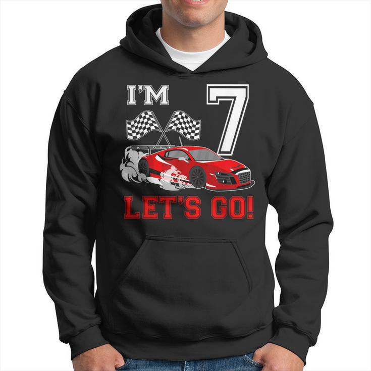 7 Year Old Race Car 7Th Birthday Racecar Racing Boy Hoodie