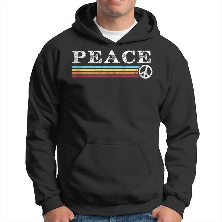 70'S Stripe Vintage Retro Peace Hippy Hippie Hoodie