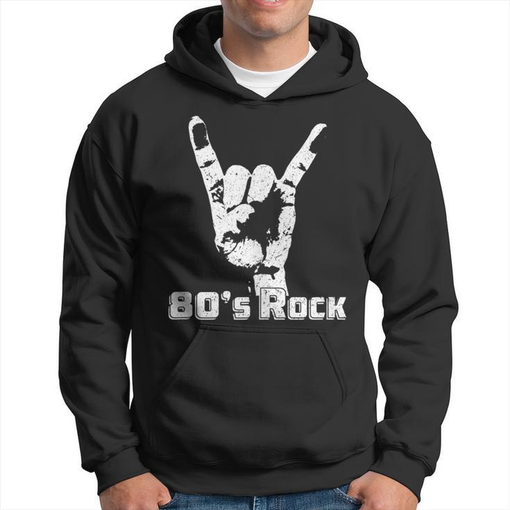 80S Rock N Roll Band Hand Horns Vintage Style Hoodie